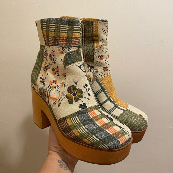 Charlotte Stone - RARE Multicolor Patchwork Ankle Boots - Picture 1 of 15